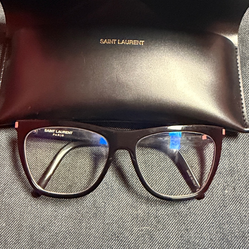 Saint Laurent Glossy Black Square Optical Glasses